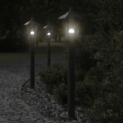 vidaXL Vloerlamp voor buiten 80 cm roestvrijstaal zwart