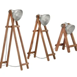 vidaXL Vloerlampen 3 st E27 massief mangohout zilverkleurig