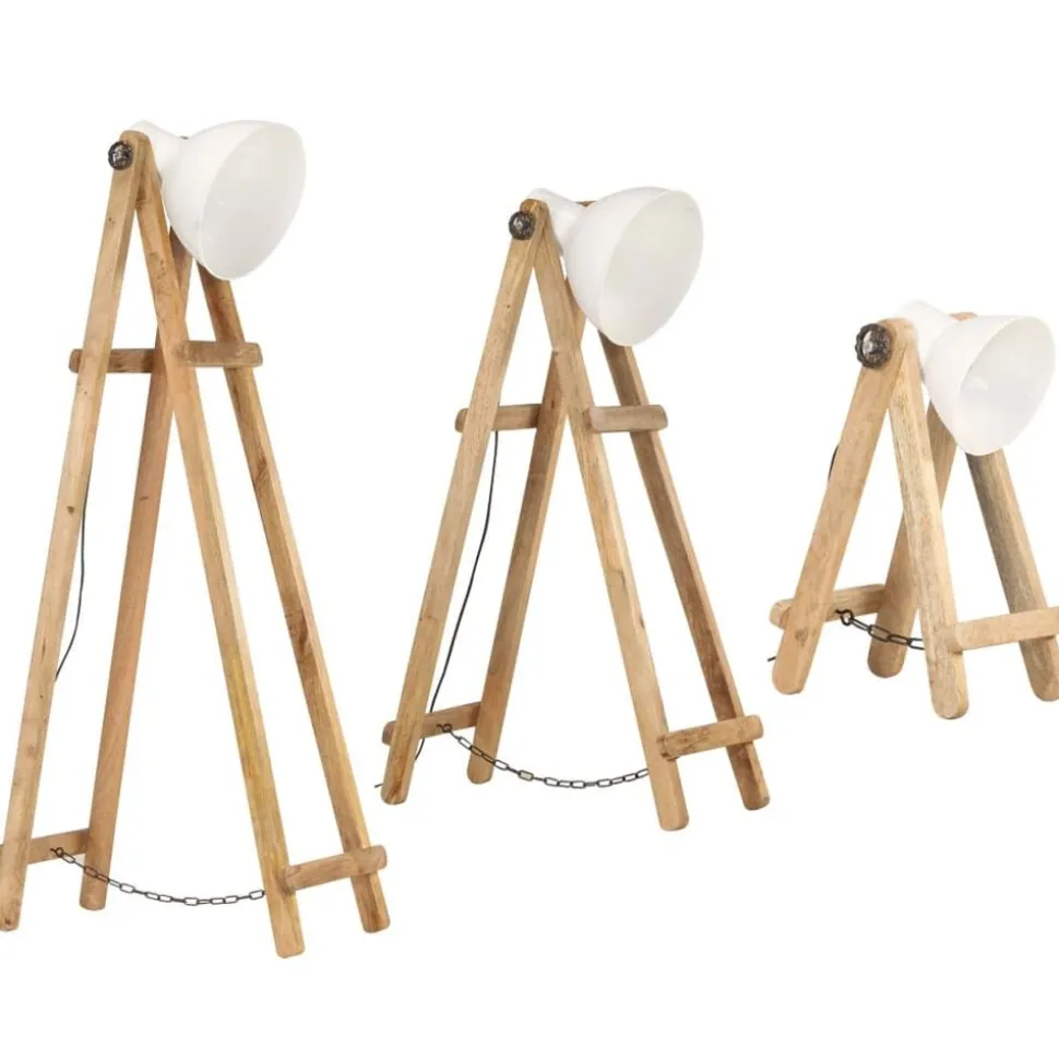 vidaXL Vloerlampen 3 st E27 massief mangohout wit