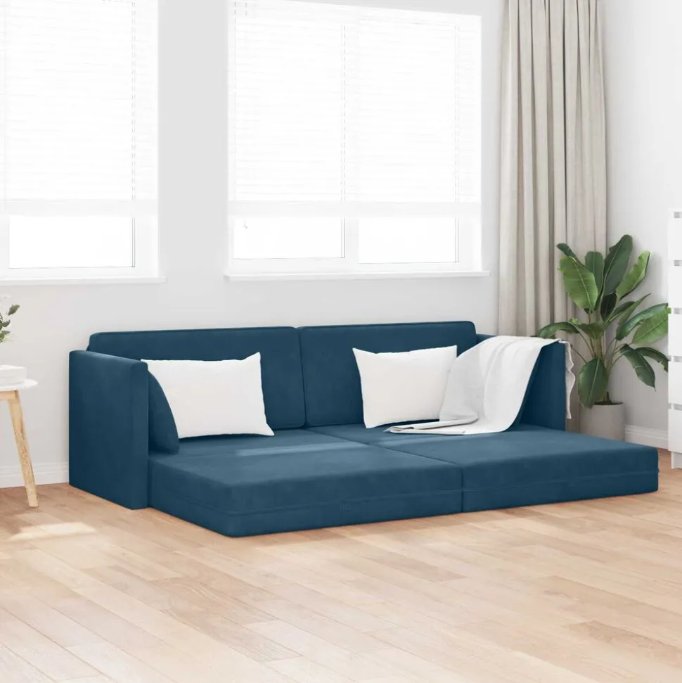 vidaXL Vloerslaapbank Blauw 213 x 70 x 77 cm Fluweel