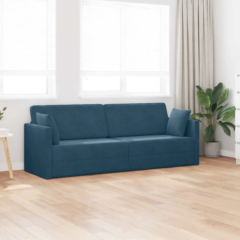 vidaXL Vloerslaapbank Blauw 213 x 70 x 77 cm Fluweel