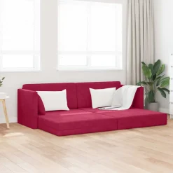 vidaXL Vloerslaapbank Wijnrood 213 x 70 x 77 cm Fluweel