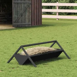 vidaXL Voederbak voor vee Zwart 111 x 76 x 38 cm Koudgewalst Staal
