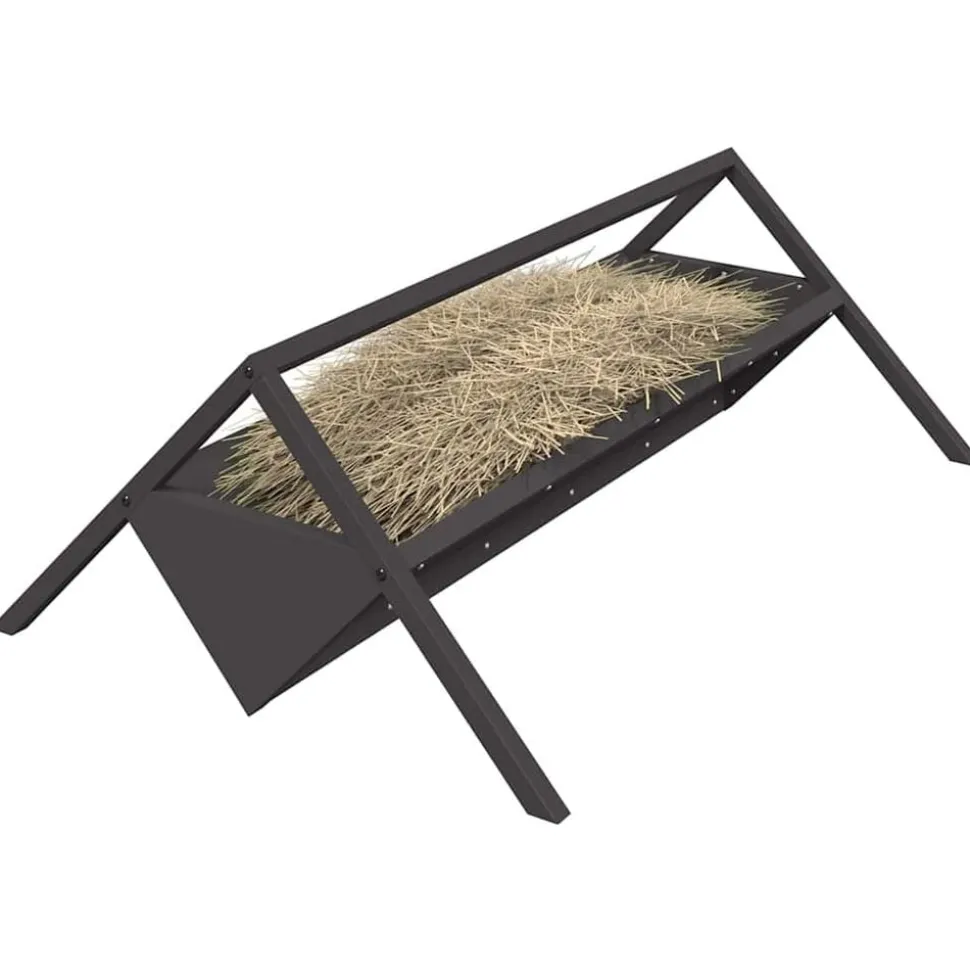 vidaXL Voederbak voor vee Zwart 111 x 76 x 38 cm Koudgewalst Staal