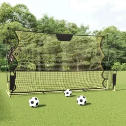 vidaXL Voetbal reboundnet 183x85x120 cm polyester zwart en geel