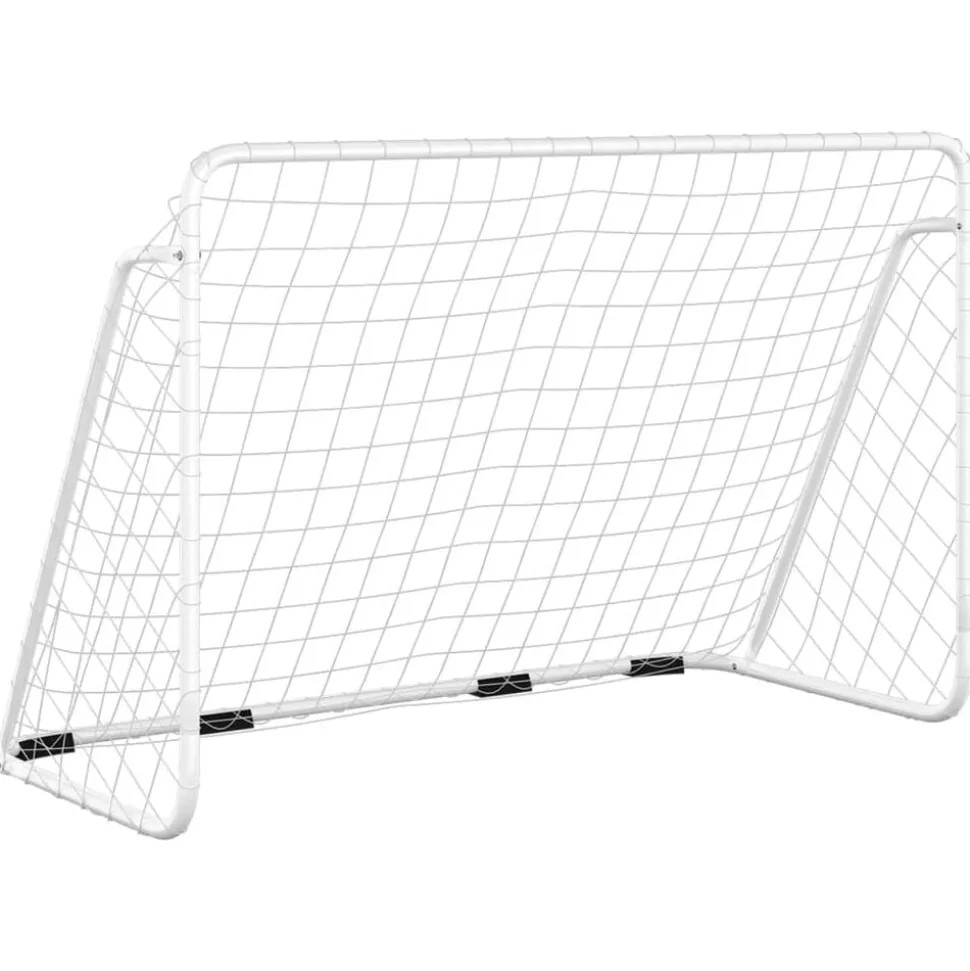 vidaXL Voetbaldoel met net 180x90x120 cm staal wit