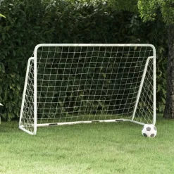 vidaXL Voetbaldoel met net 180x90x120 cm staal wit