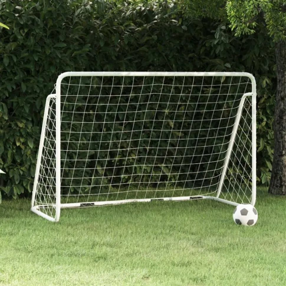 vidaXL Voetbaldoel met net 180x90x120 cm staal wit