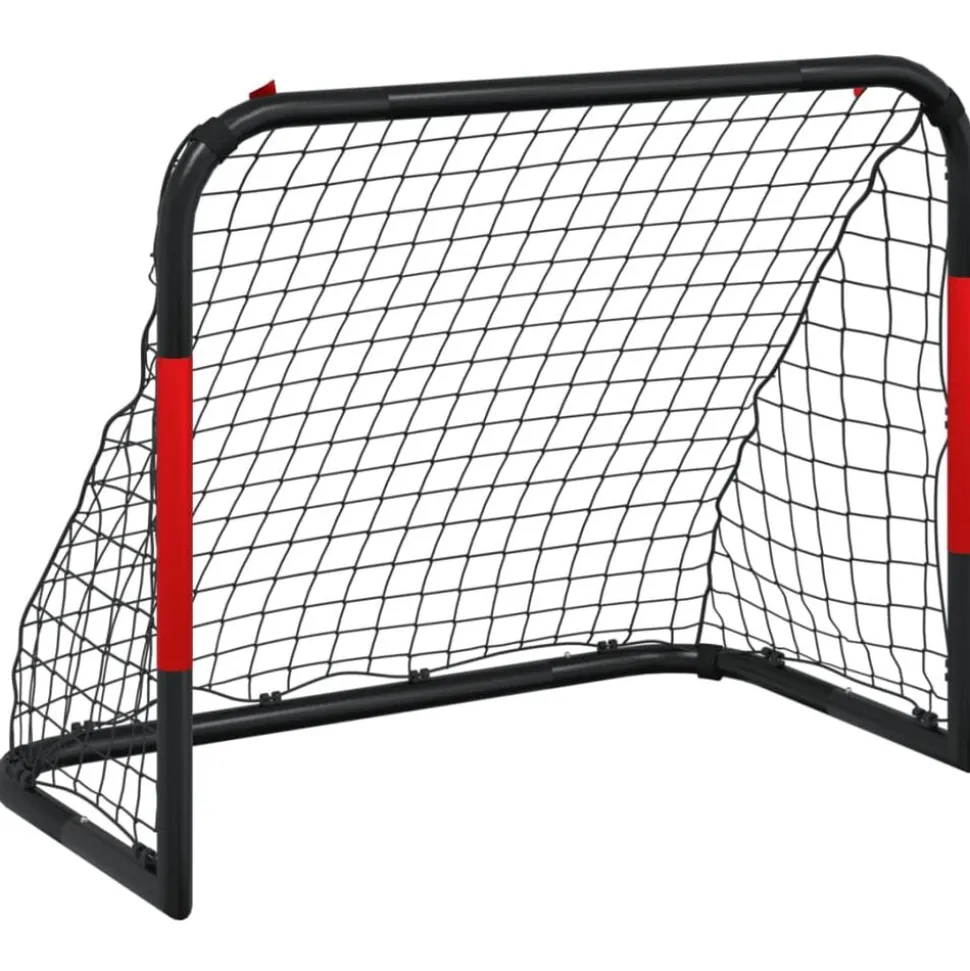 vidaXL Voetbaldoel met net 90x48x71 cm staal rood en zwart