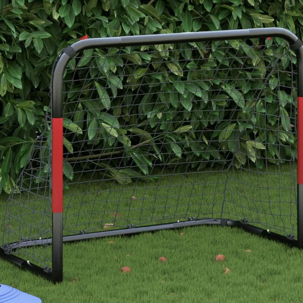 vidaXL Voetbaldoel met net 90x48x71 cm staal rood en zwart