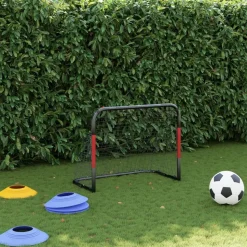 vidaXL Voetbaldoel met net 90x48x71 cm staal rood en zwart