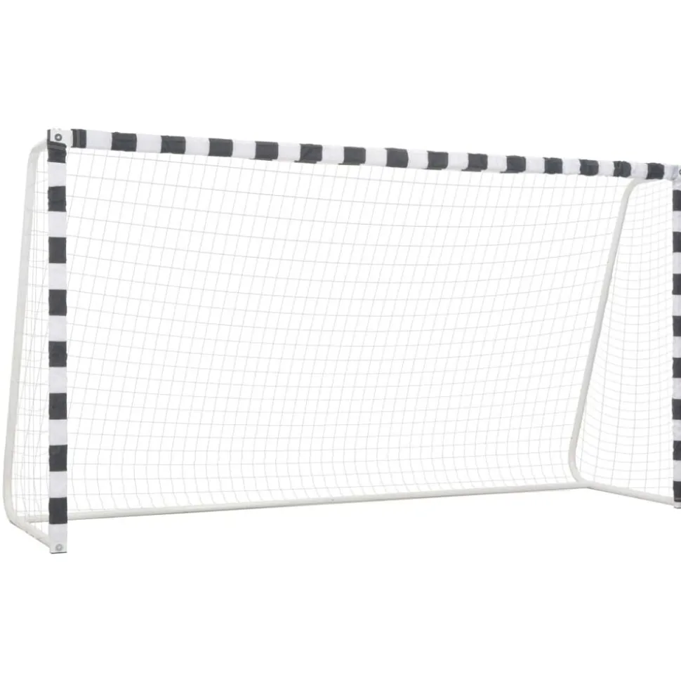 vidaXL Voetbaldoel 300x160x90 cm metaal zwart en wit