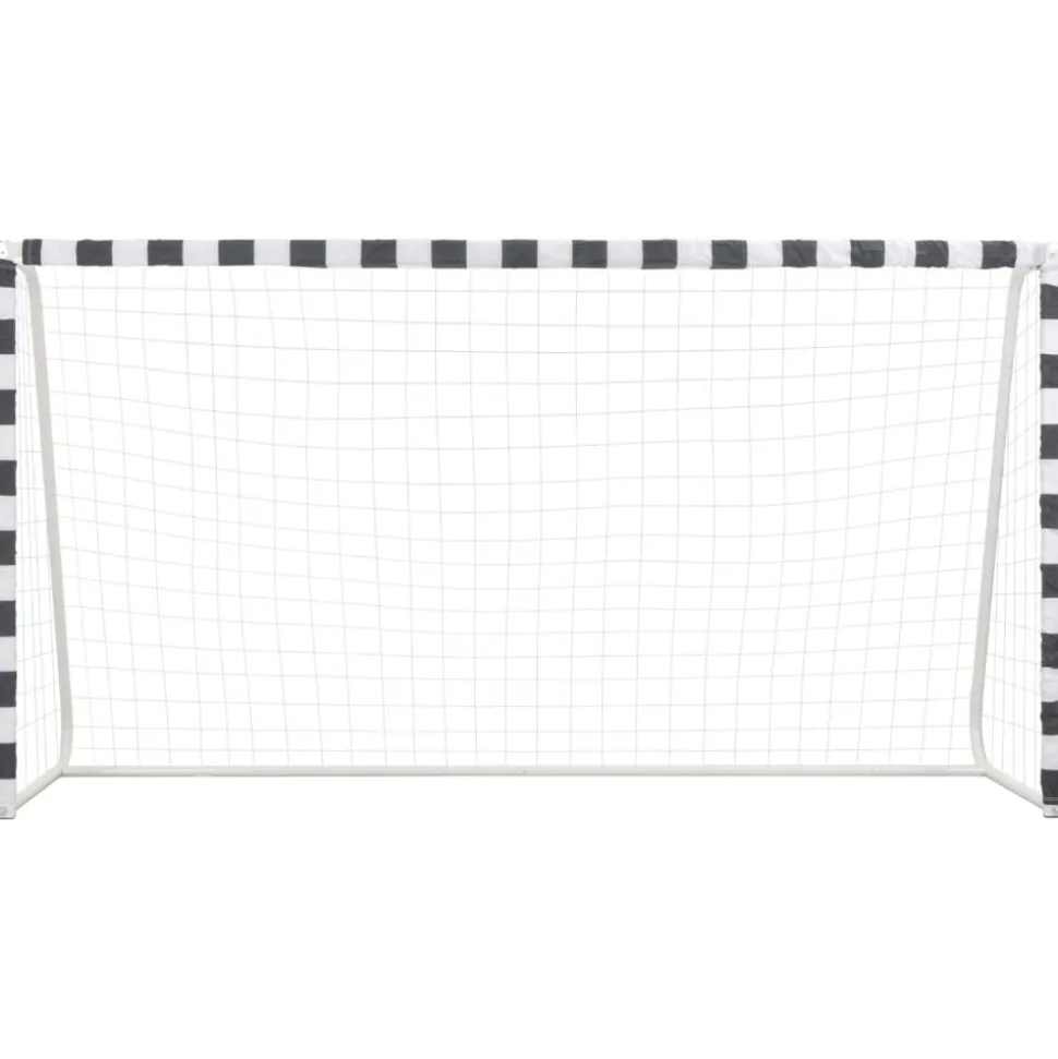 vidaXL Voetbaldoel 300x160x90 cm metaal zwart en wit