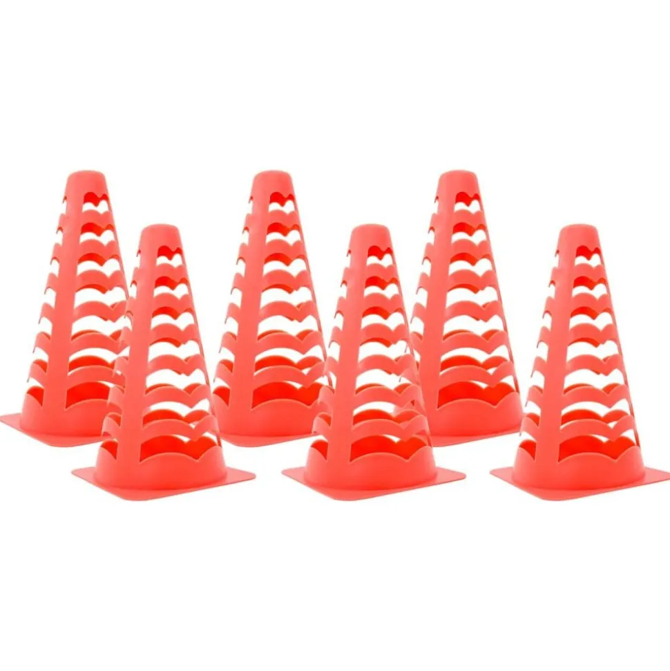 vidaXL Voetbalpionnen 6 st stapelbaar 13x13x22,5 cm oranje