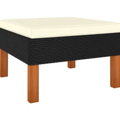 vidaXL Voetenbank poly rattan en massief eucalyptushout