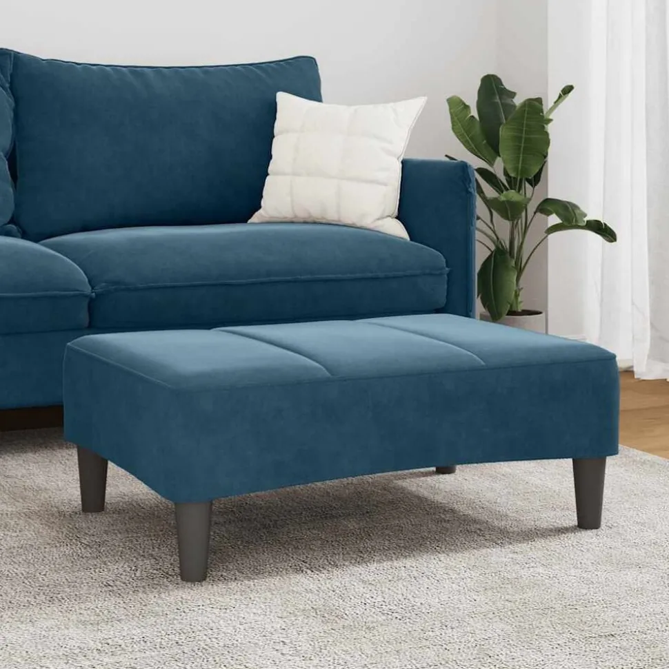 vidaXL Voetenbank 77x55x31 cm fluweel blauw