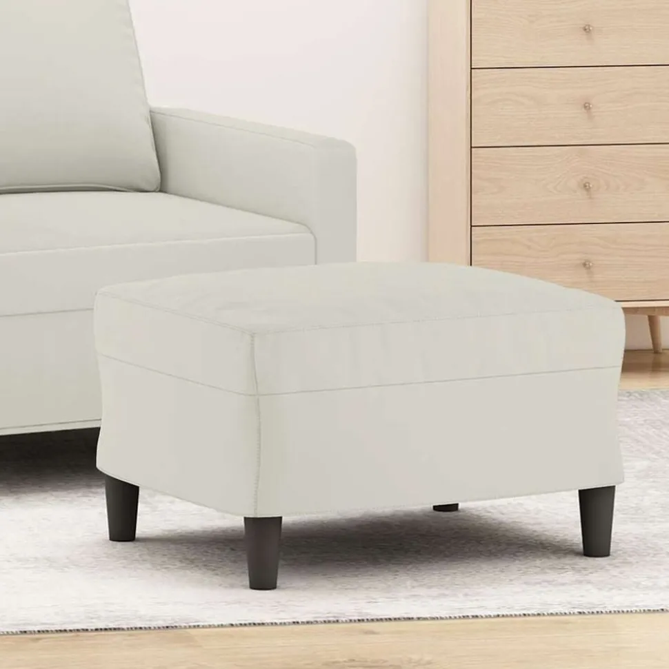 vidaXL Voetenbank 60x50x41 cm fluweel crèmekleurig