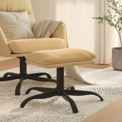 vidaXL Voetenbank 60x60x36 cm microvezelstof crèmekleurig