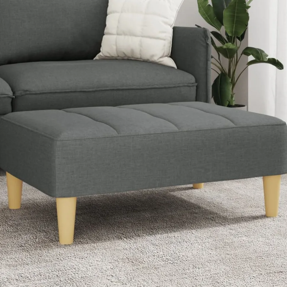 vidaXL Voetenbank 77x55x31 cm stof donkergrijs