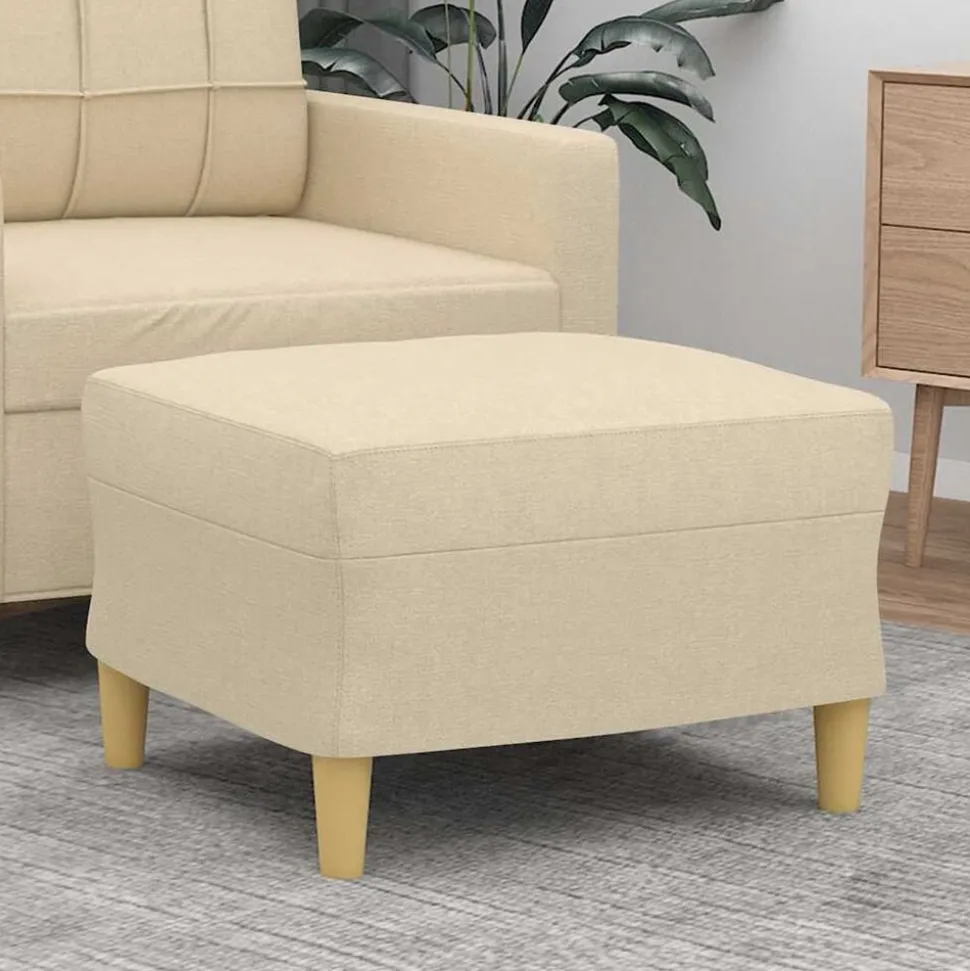 vidaXL Voetenbank 60x50x41 cm stof crèmekleurig
