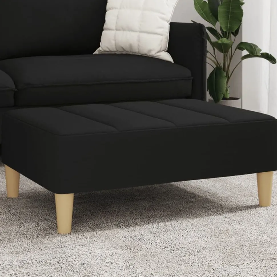 vidaXL Voetenbank 77x55x31 cm stof zwart