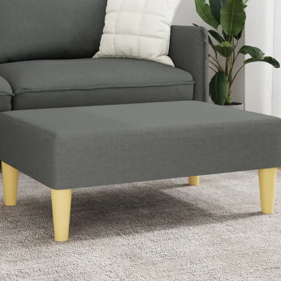 vidaXL Voetenbank 77x55x31 cm stof donkergrijs
