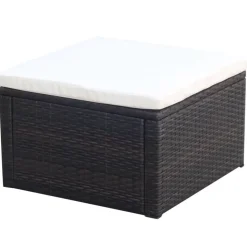 vidaXL Voetenbank/poef bruin 53x53x30 cm poly rattan