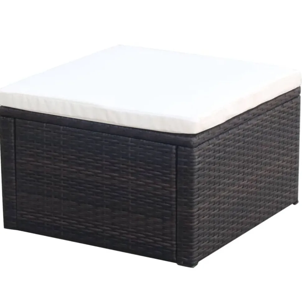 vidaXL Voetenbank/poef bruin 53x53x30 cm poly rattan