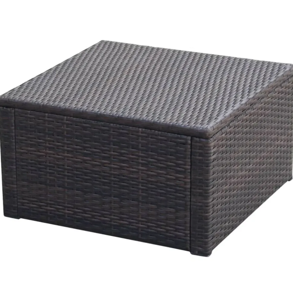 vidaXL Voetenbank/poef bruin 53x53x30 cm poly rattan