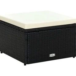 vidaXL Voetenbank/poef zwart 53x53x30 cm poly rattan