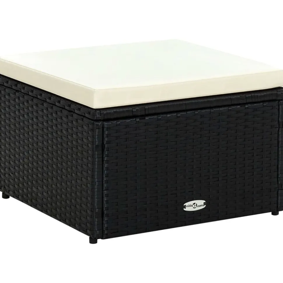 vidaXL Voetenbank/poef zwart 53x53x30 cm poly rattan