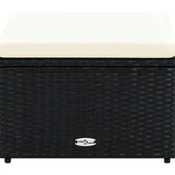 vidaXL Voetenbank/poef zwart 53x53x30 cm poly rattan