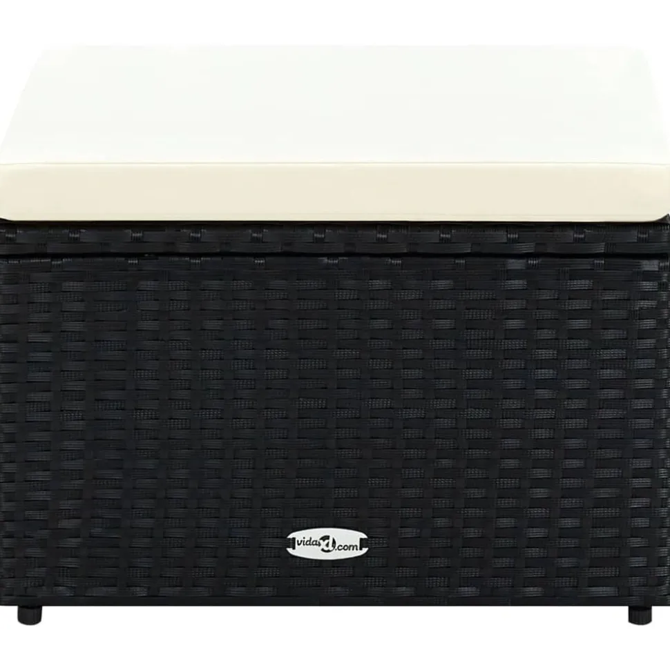 vidaXL Voetenbank/poef zwart 53x53x30 cm poly rattan