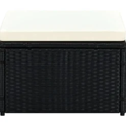 vidaXL Voetenbank/poef zwart 53x53x30 cm poly rattan