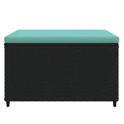 vidaXL Voetensteun met kussen poly rattan zwart