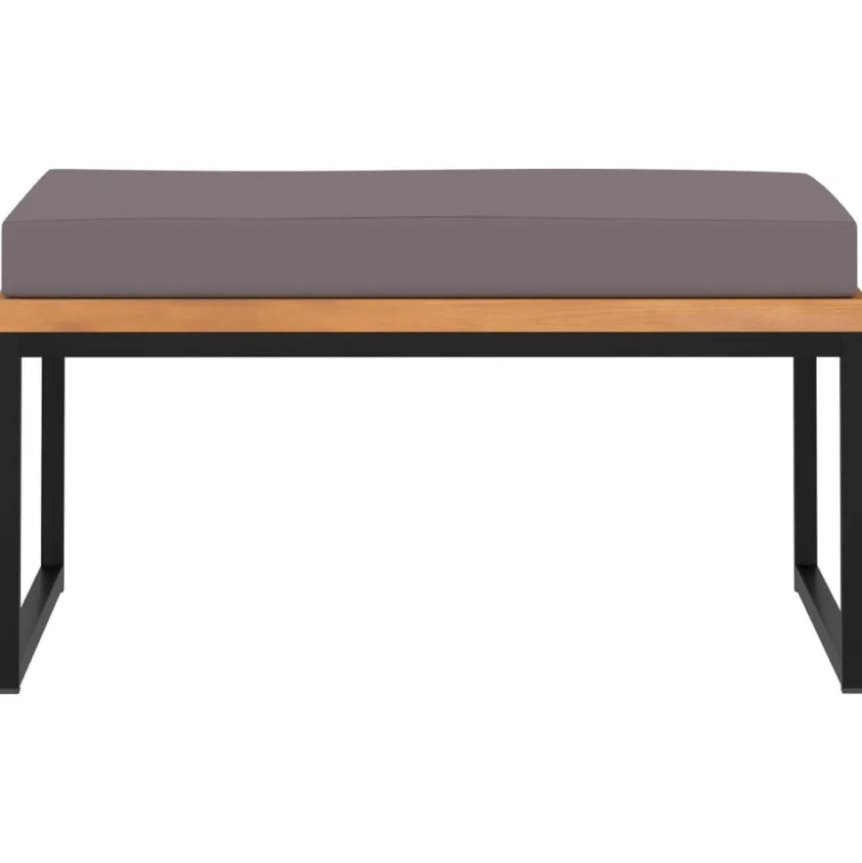 vidaXL Voetensteun met kussen 66x66x36 cm acaciahout donkergrijs