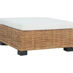 vidaXL Voetensteun met kussen natuurlijk rattan