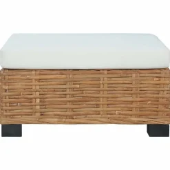 vidaXL Voetensteun met kussen natuurlijk rattan