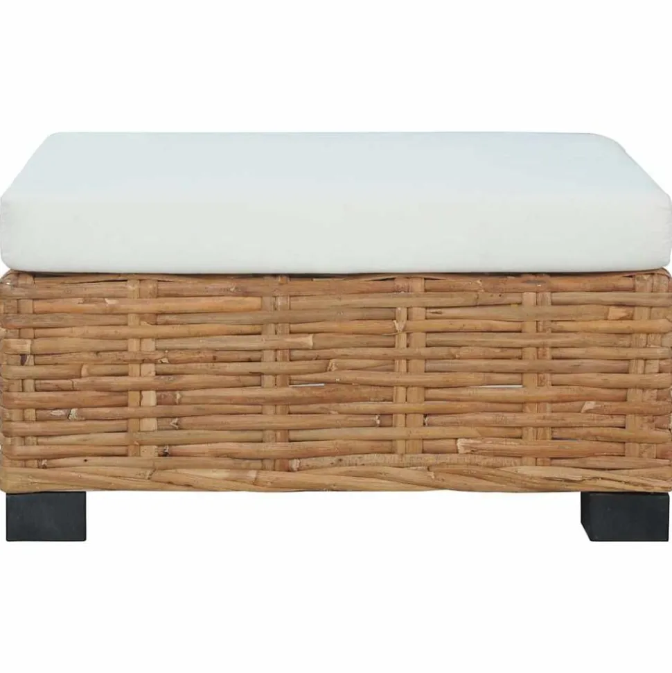 vidaXL Voetensteun met kussen natuurlijk rattan