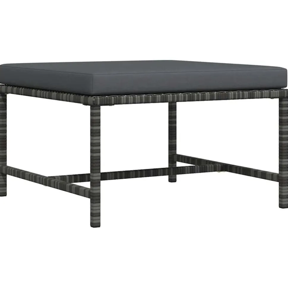 vidaXL Voetensteun sectioneel met kussen poly rattan grijs