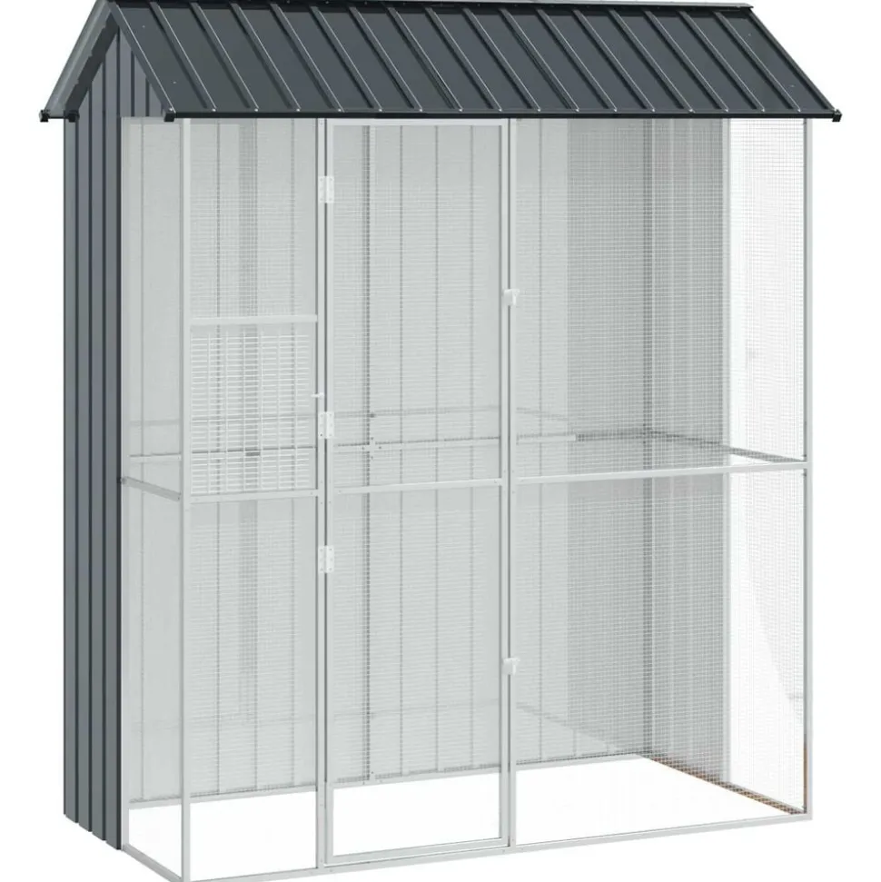 vidaXL Vogelkooi Antraciet 215 x 110 x 247 cm Gegalvaniseerd staal