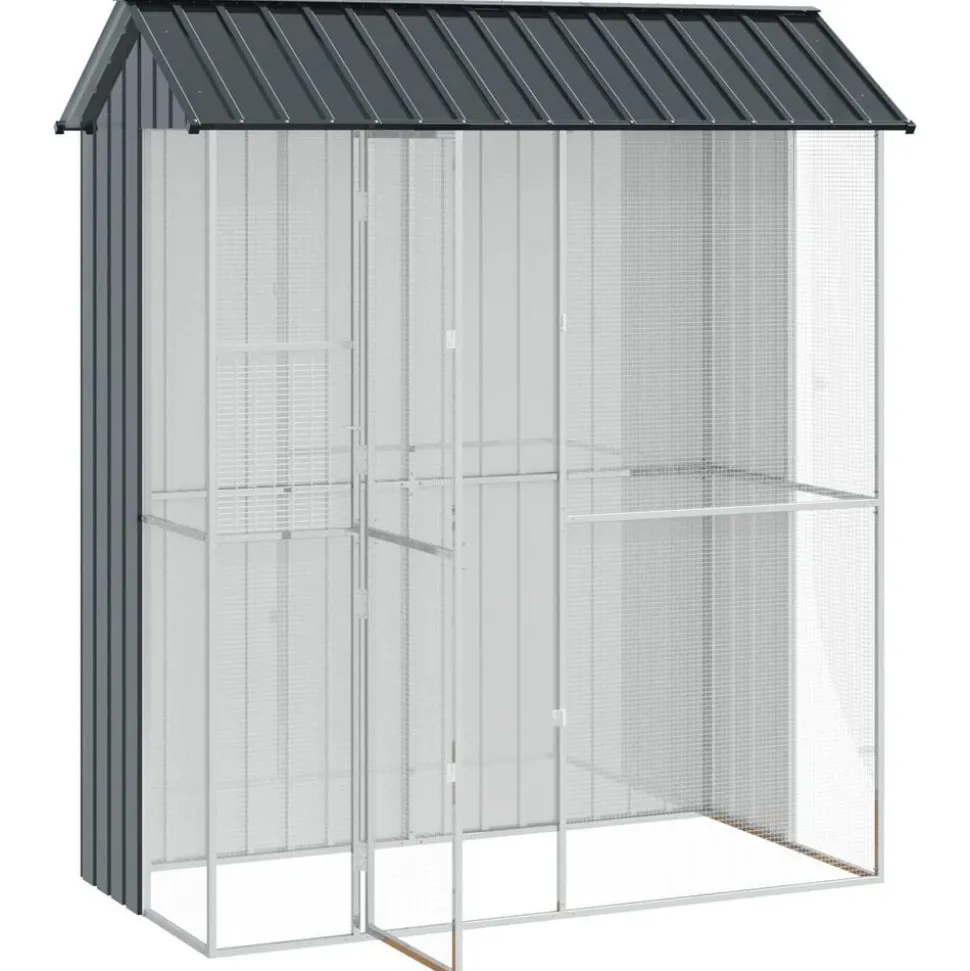 vidaXL Vogelkooi Antraciet 215 x 110 x 247 cm Gegalvaniseerd staal