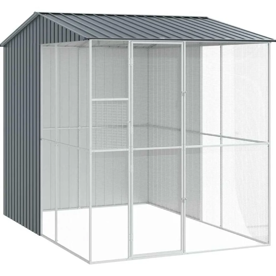 vidaXL Vogelkooi Antraciet 215 x 310 x 247 cm Gegalvaniseerd staal