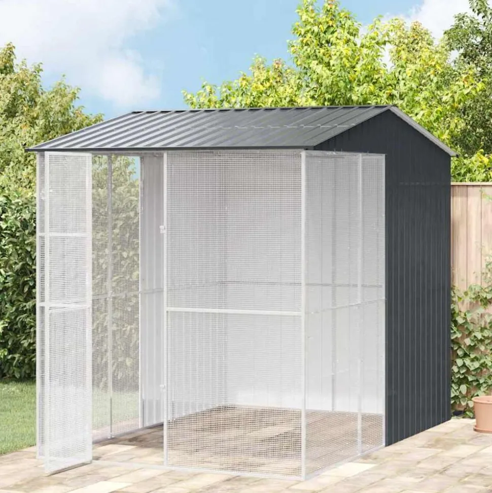 vidaXL Vogelkooi Antraciet 215 x 310 x 247 cm Gegalvaniseerd staal