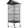 vidaXL Vogelkooi met dak staal zwart 66x66x155 cm
