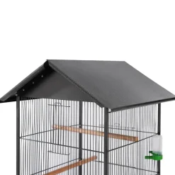 vidaXL Vogelkooi met dak staal zwart 66x66x155 cm