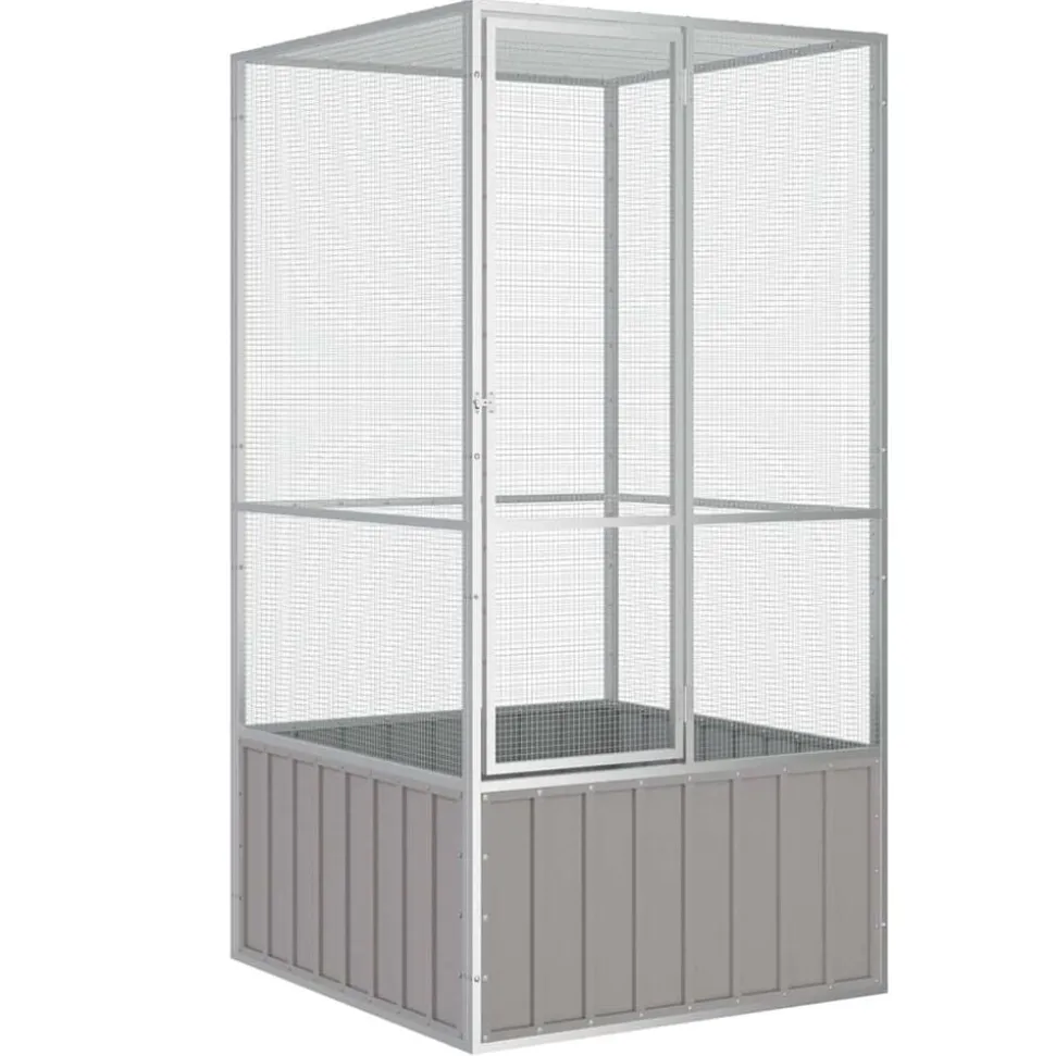 vidaXL Vogelkooi 111x107x211,5 cm gegalvaniseerd staal grijs
