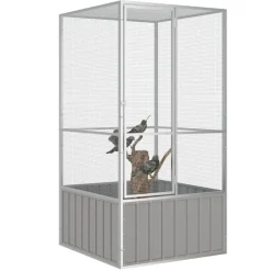 vidaXL Vogelkooi 111x107x211,5 cm gegalvaniseerd staal grijs