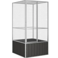 vidaXL Vogelkooi 111x107x211,5 cm gegalvaniseerd staal antracietkleur