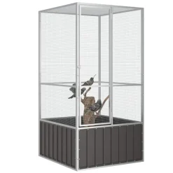 vidaXL Vogelkooi 111x107x211,5 cm gegalvaniseerd staal antracietkleur